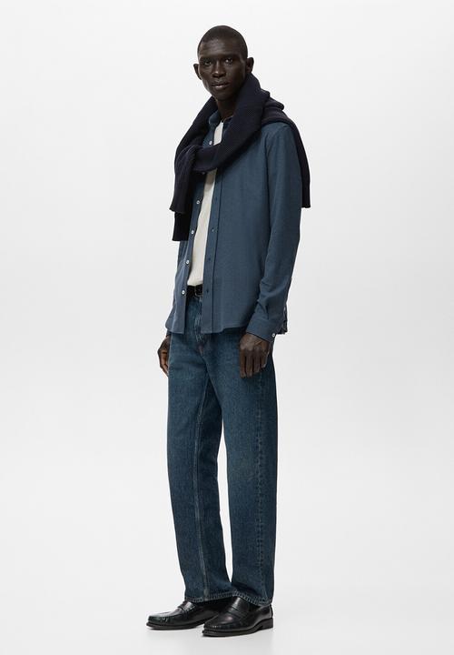 MANGO - Camisa Pique - Blue