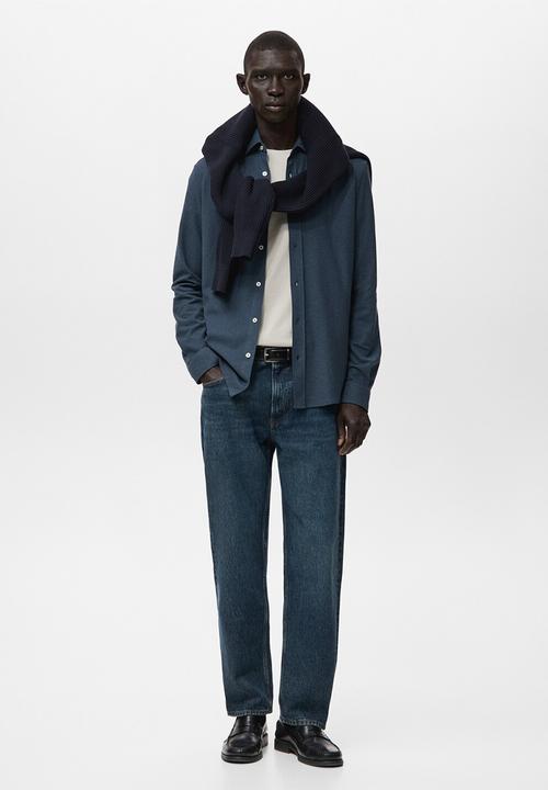 MANGO - Camisa Pique - Blue