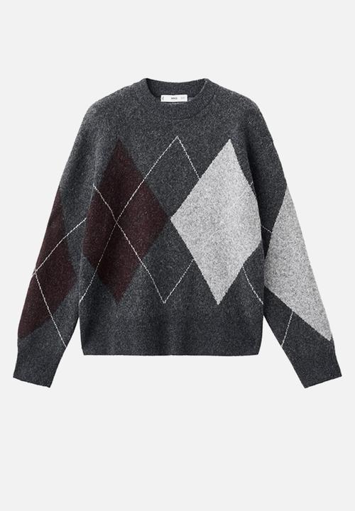 MANGO - Sweater rombon - medium gray