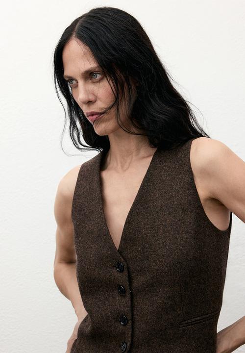 MANGO - Vest piper - brown