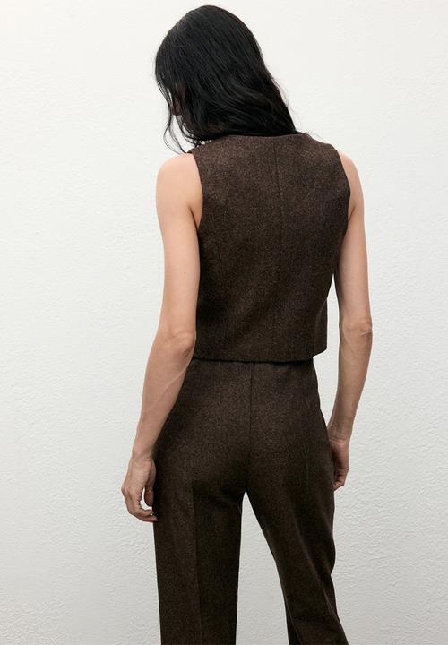 MANGO - Vest piper - brown