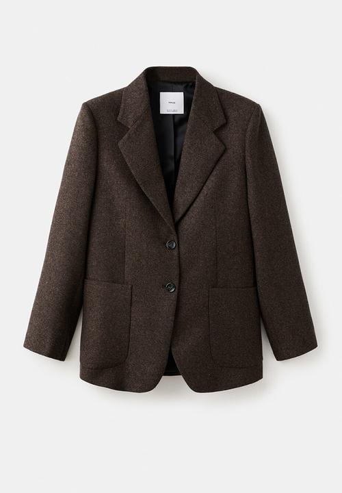 MANGO - Blazer piper - dark brown