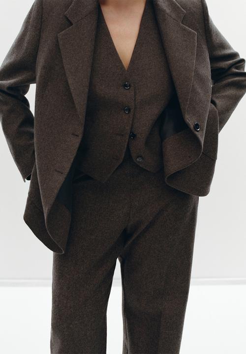 MANGO - Blazer piper - dark brown