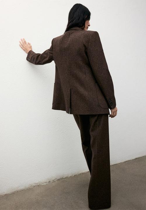 MANGO - Blazer piper - dark brown