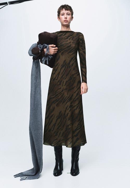 MANGO - Dress greta2 - brown