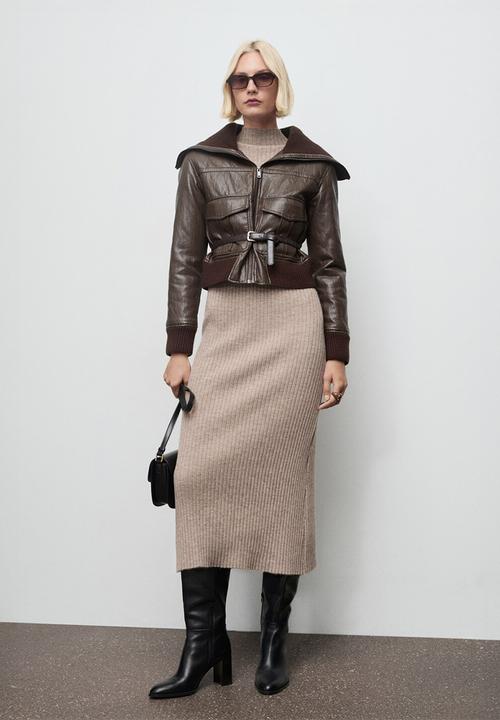 MANGO - Dress kikita - medium brown