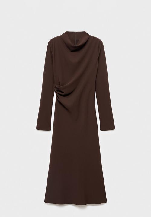 MANGO - Dress caro - dark brown