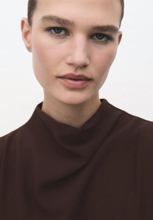 MANGO - Dress caro - dark brown