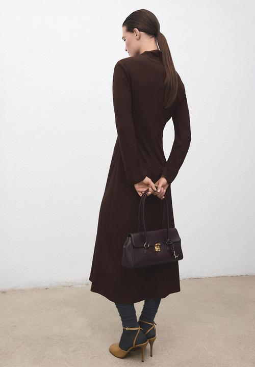 MANGO - Dress caro - dark brown