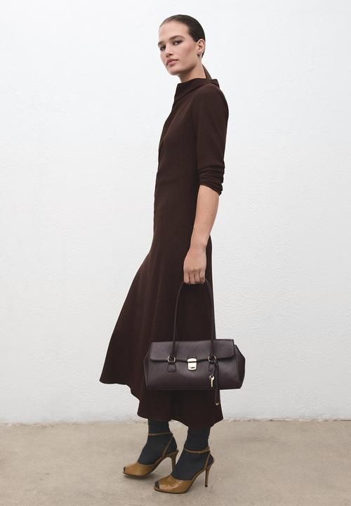 MANGO - Dress caro - dark brown