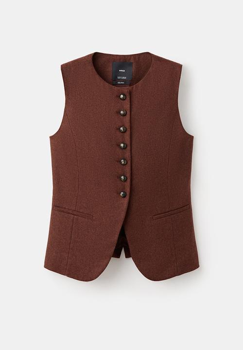 MANGO - Waistcoat greta - dark beige
