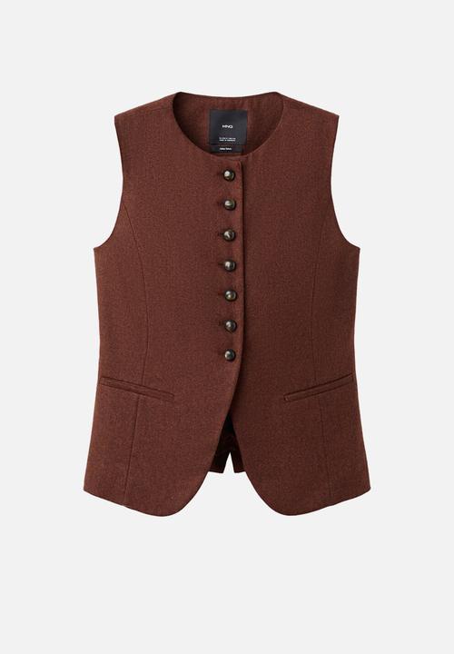 MANGO - Waistcoat greta - dark beige