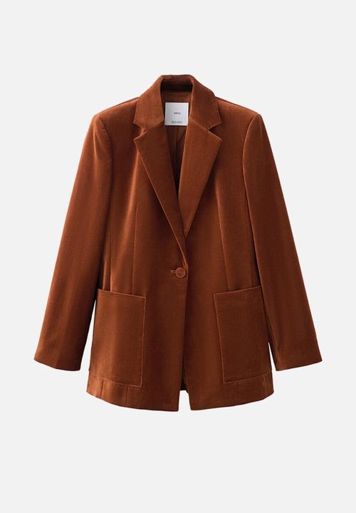 MANGO - Blazer velveton - medium orange