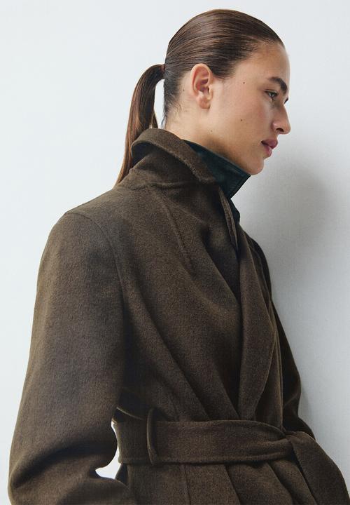 MANGO - Coat batin - beige/khaki