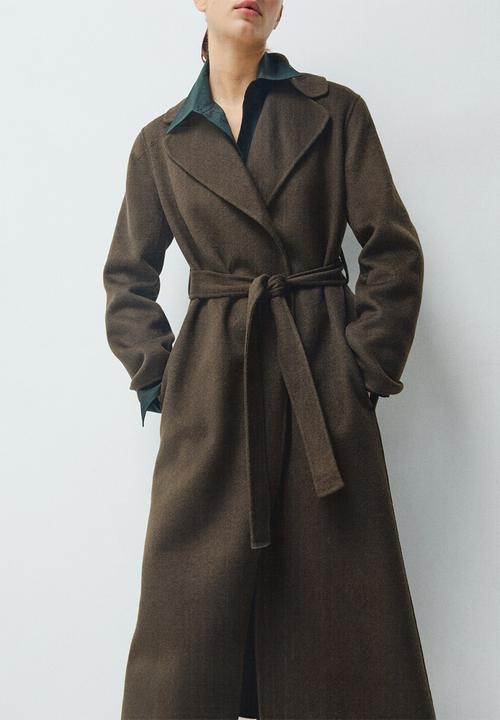 MANGO - Coat batin - beige/khaki