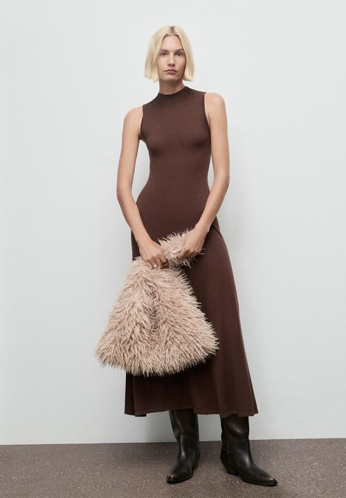 MANGO - Dress trufa - dark brown