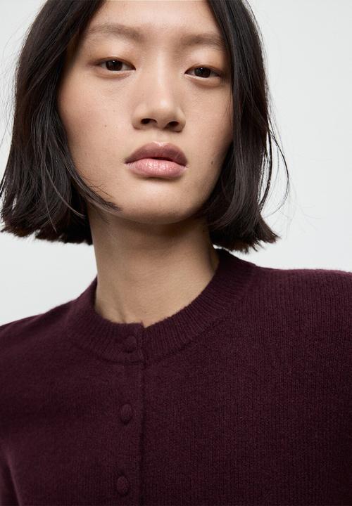 MANGO - Cardigan fleur - dark red