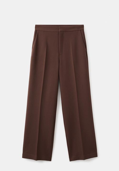 MANGO - Trousers pol - dark brown