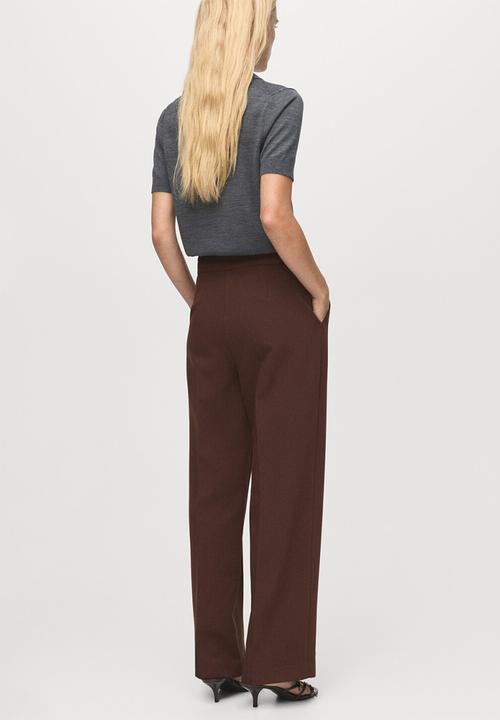 MANGO - Trousers pol - dark brown