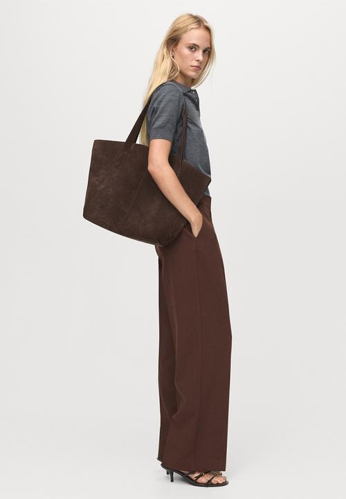 MANGO - Trousers pol - dark brown