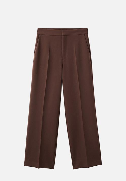 MANGO - Trousers pol - dark brown