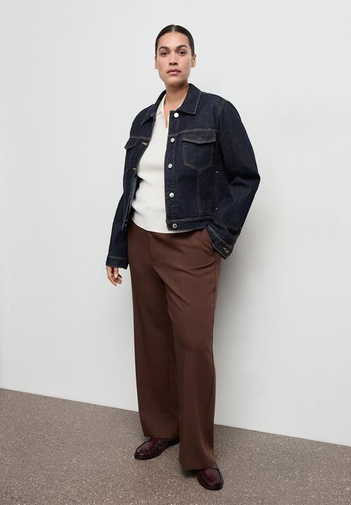 MANGO - Trousers pol - dark brown