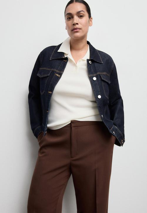 MANGO - Trousers pol - dark brown
