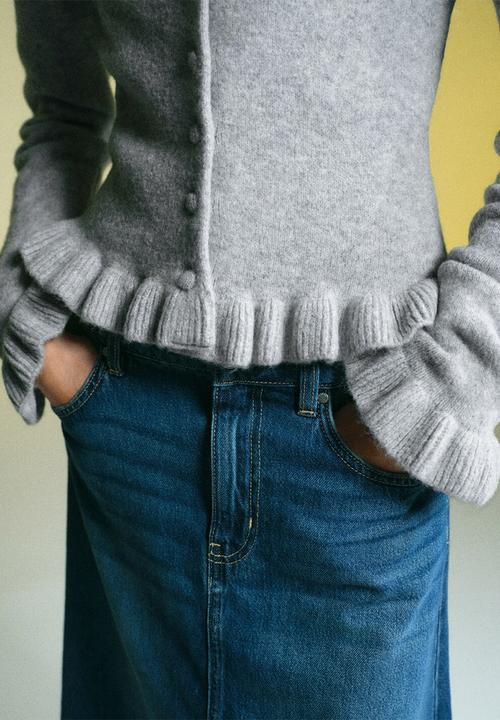 MANGO - Cardigan fleur - medium grey