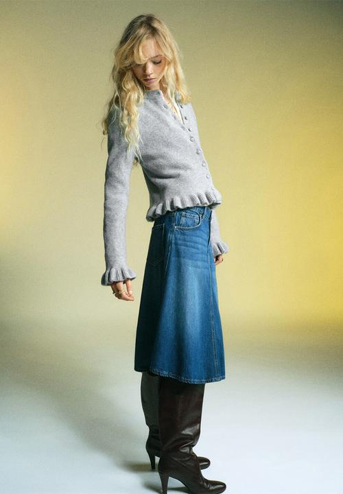 MANGO - Cardigan fleur - medium grey