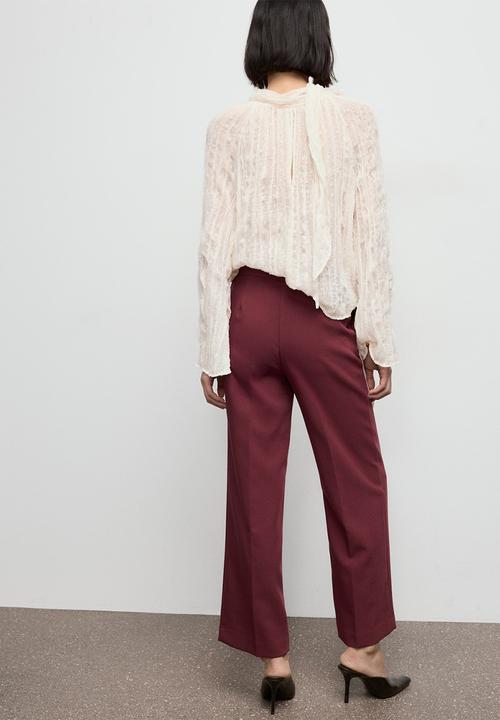 MANGO - Trousers pol - dark red