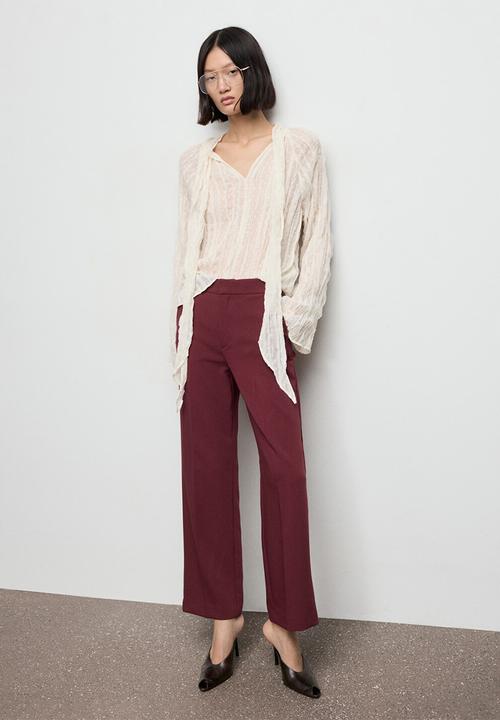 MANGO - Trousers pol - dark red