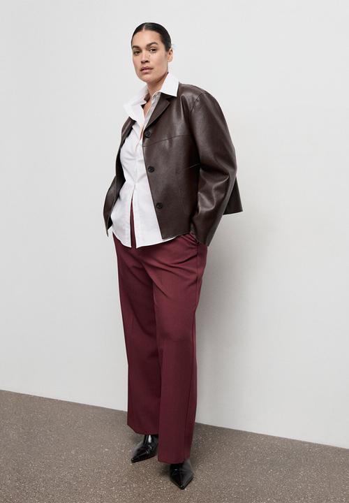 MANGO - Trousers pol - dark red