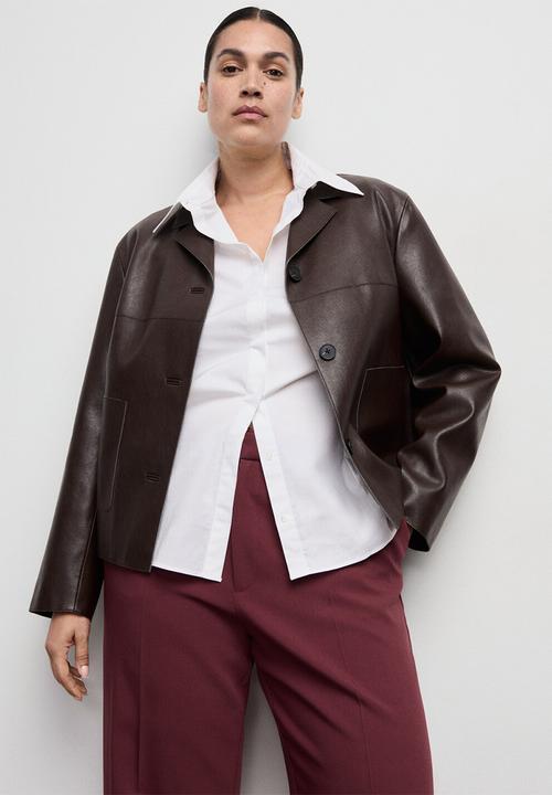 MANGO - Trousers pol - dark red
