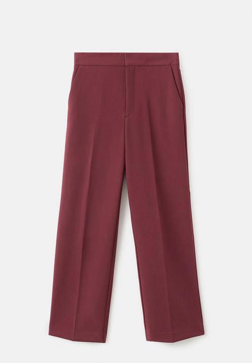 MANGO - Trousers pol - dark red