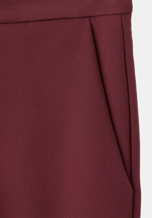 MANGO - Trousers pol - dark red