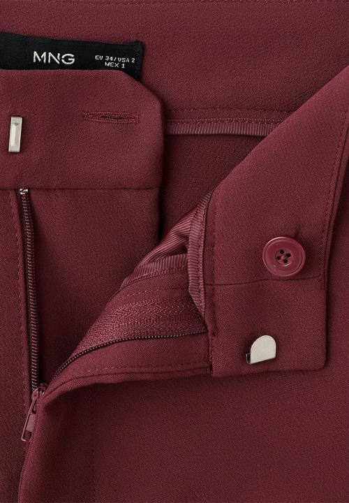 MANGO - Trousers pol - dark red