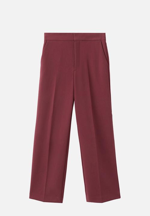 MANGO - Trousers pol - dark red
