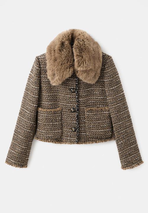 MANGO - Jacket pelete - dark brown