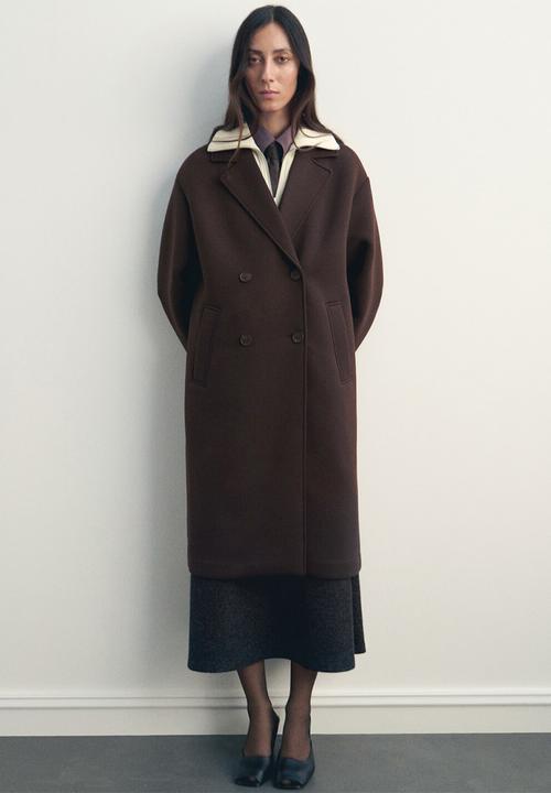 MANGO - Coat nero - brown