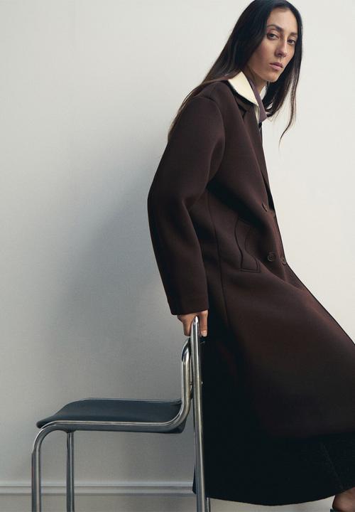 MANGO - Coat nero - brown