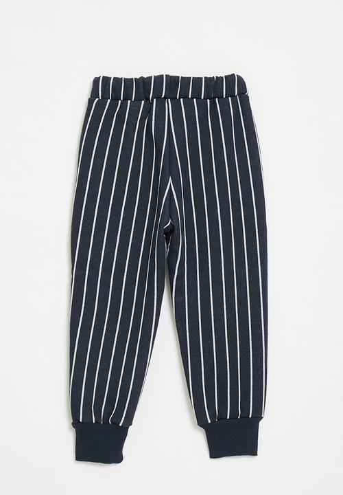Pop Candy - Striped joggers with patch pockets - navy/white stripes