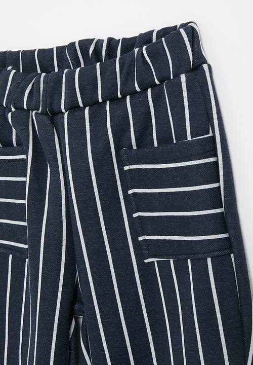 Pop Candy - Striped joggers with patch pockets - navy/white stripes