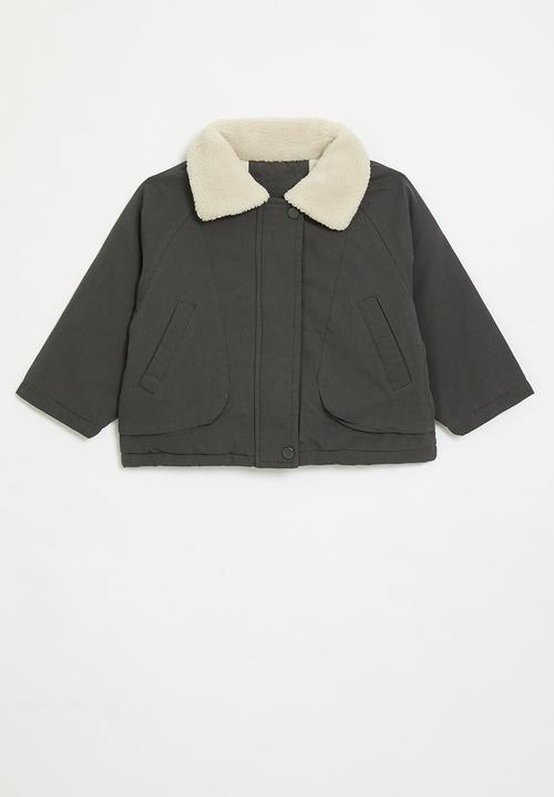 Pop Candy - Shearling collar jacket - charcoal grey