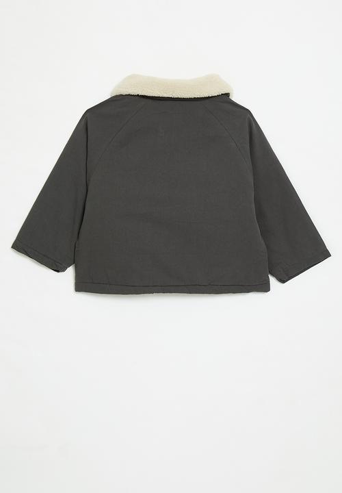 Pop Candy - Shearling collar jacket - charcoal grey