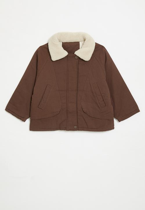 Pop Candy - Shearling collar jacket - brown