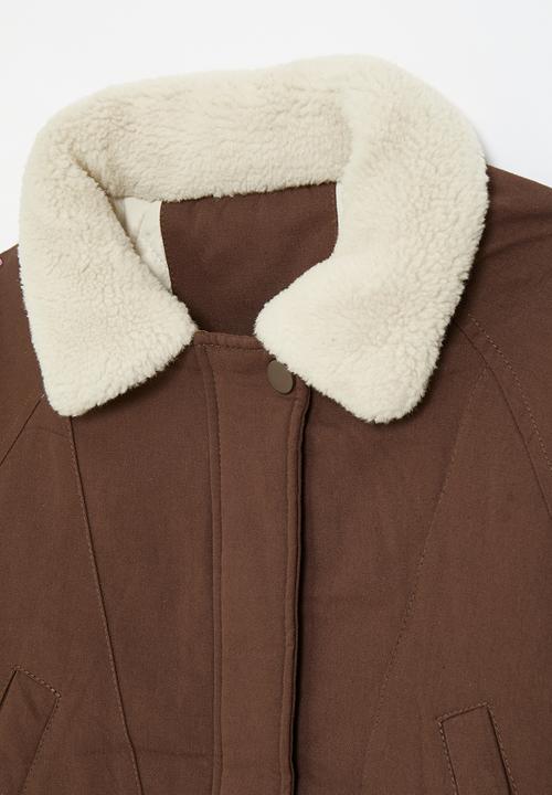 Pop Candy - Shearling collar jacket - brown