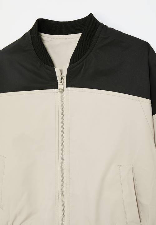 Pop Candy - Two tone baseball-style jacket - black/beige