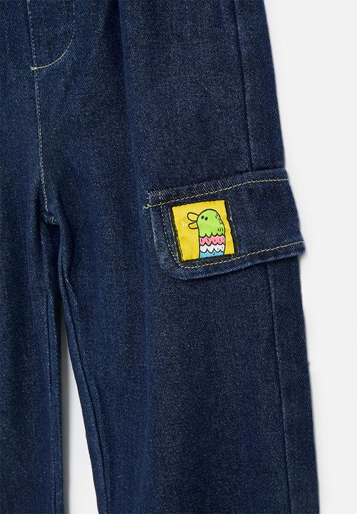 Pop Candy - Jogger-style jeans with bird patch pocket flap - dark blue