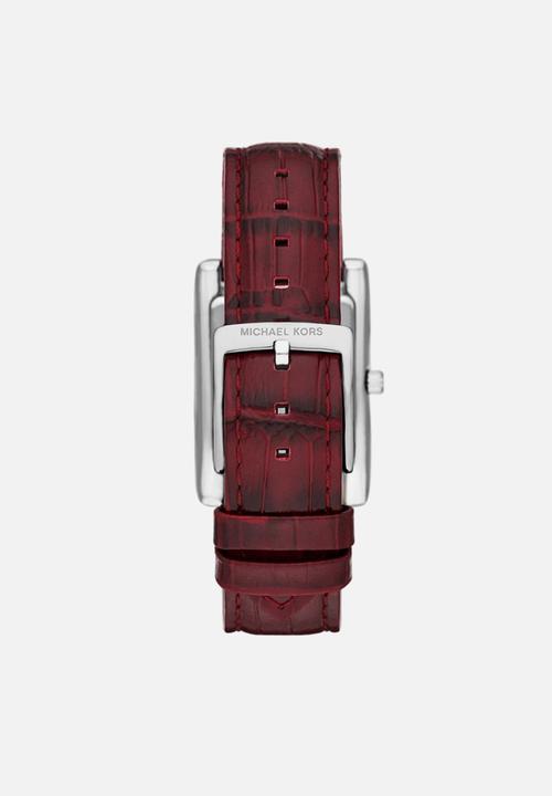 Michael Kors - Essex Three-Hand Red Leather Watch - Silver