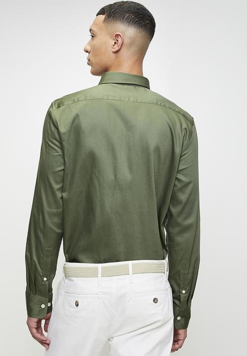 POLO - GREIG  ESSENTIAL SATEEN LS SHIRT - FATIGUE